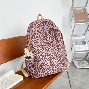 Cheetah Printed Canvas School Bag
